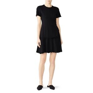 Derek Lam Mini Dress Womens Small Black A Line Lettuce Trim Cotton $295 Chic